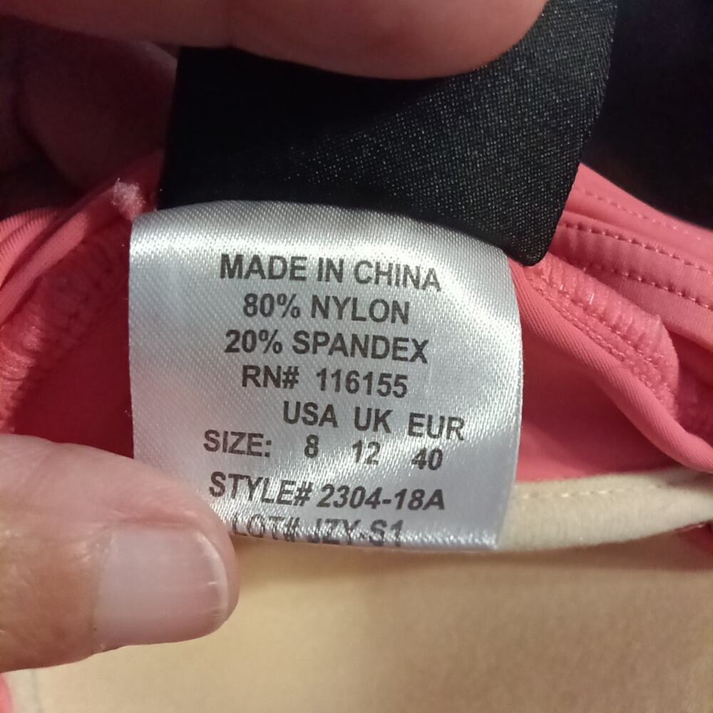 Shore Shapes Swimwear 1 Pc. Swimsuit Coral Pink Sz. 8 - Picture 6 of 7